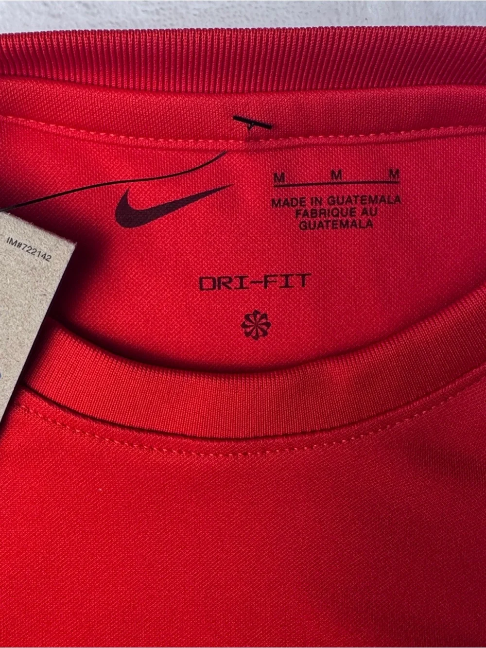Nike Red Short Sleeve Dri-FIT Tee with White Swoosh